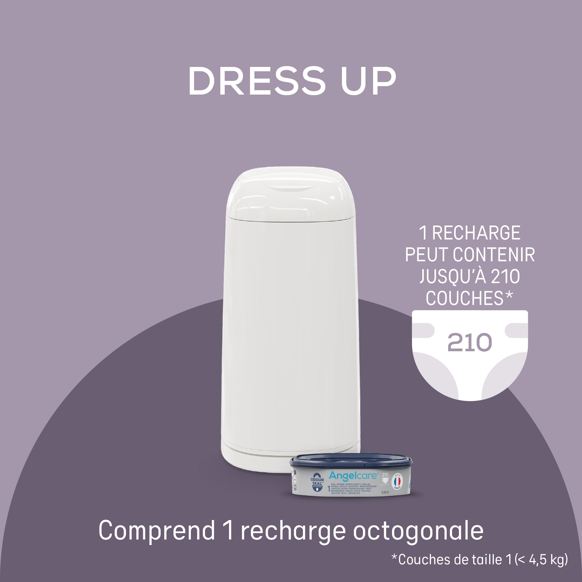 Poubelle à couches Angelcare® Dress Up avec recharge octogonale